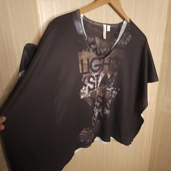 Hang Ten Womens Black Knit Poncho Style Top Large - Picture 3 of 7